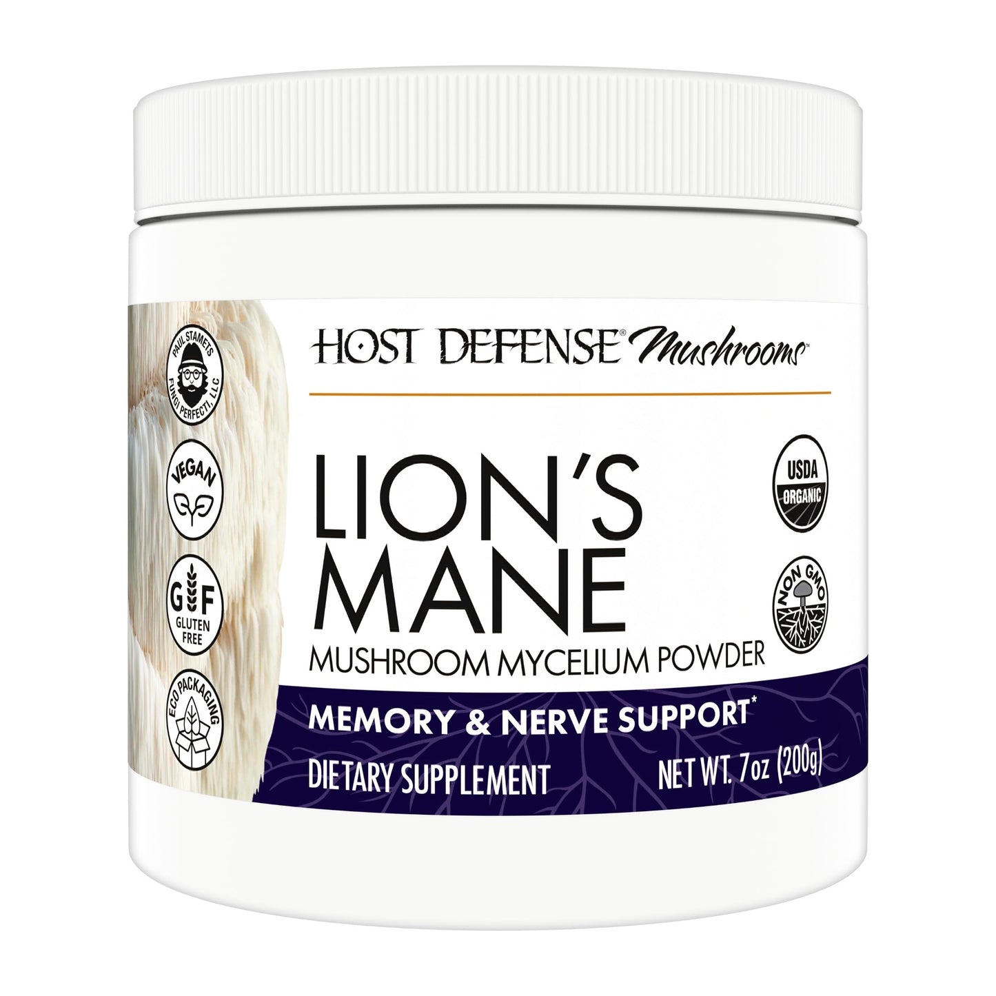 Host Defense Lion's Mane Mushroom Powder for Brain and Memory Support, 7 oz (133 Servings) - imprüv 