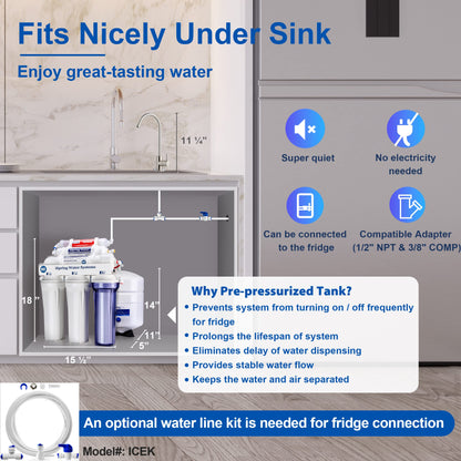 NSF Certified iSpring Under Sink pH+ Alkaline Remineralizing Water Filter System