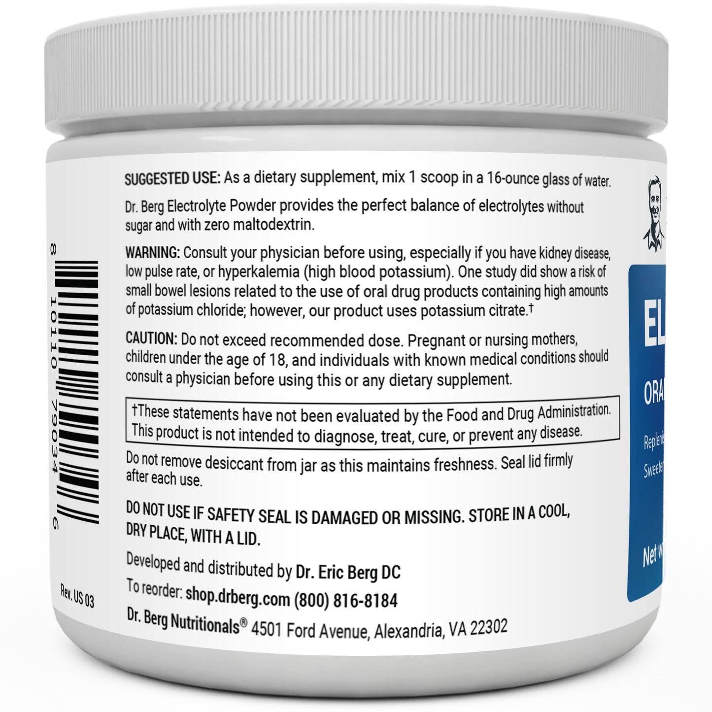 Dr. Berg Sugar Free Electrolyte Hydration Powder