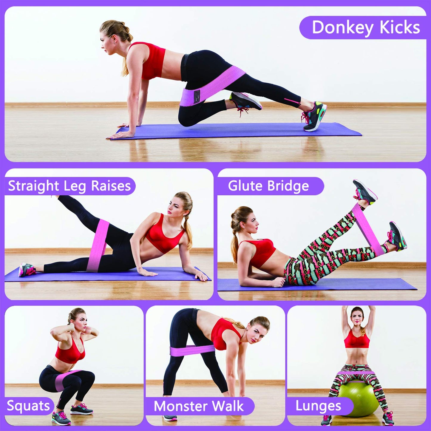 14-Inch Non-Slip Fabric Resistance Bands for Glute Workouts