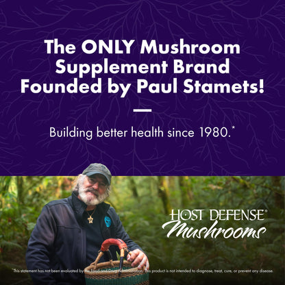 Host Defense Stamets 7 Mushroom Powder for Immune Health, 3.5 oz (66 Servings)