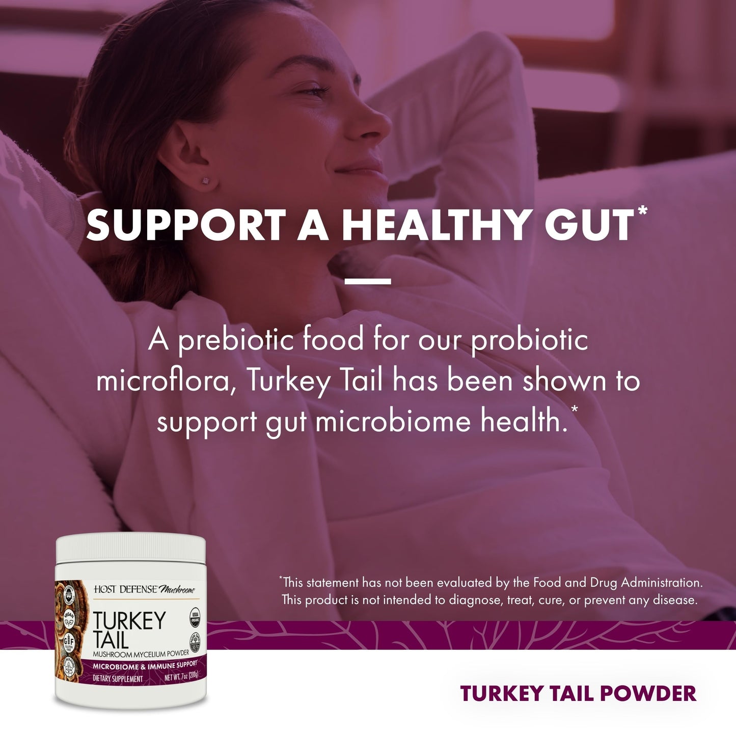Host Defense Turkey Tail Mushroom Powder for Immune Balance, 7 oz (133 Servings) - imprüv 