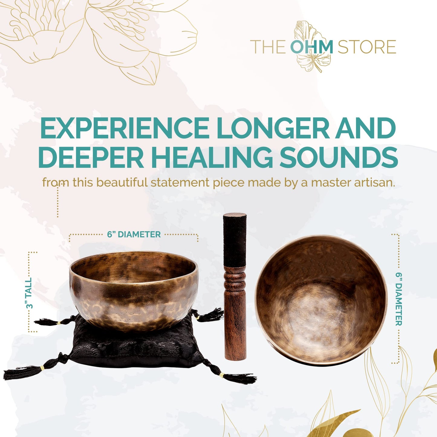 Deep Tone Pure Bronze Tibetan Singing Bowl for Sound Bath Meditation