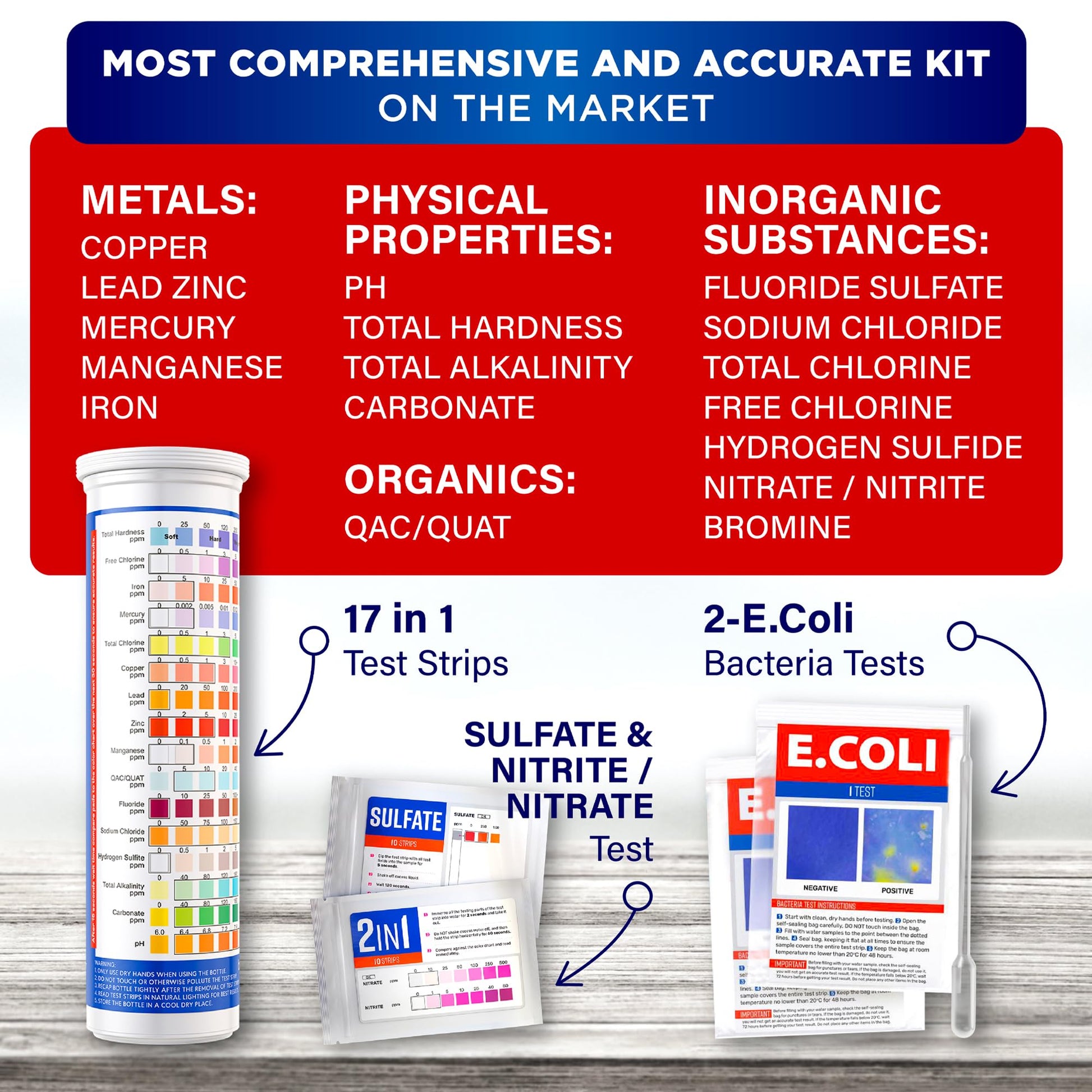 Drinking Water Home Test Kit, Tap and Well Water Strips, 120 ct - imprüv 