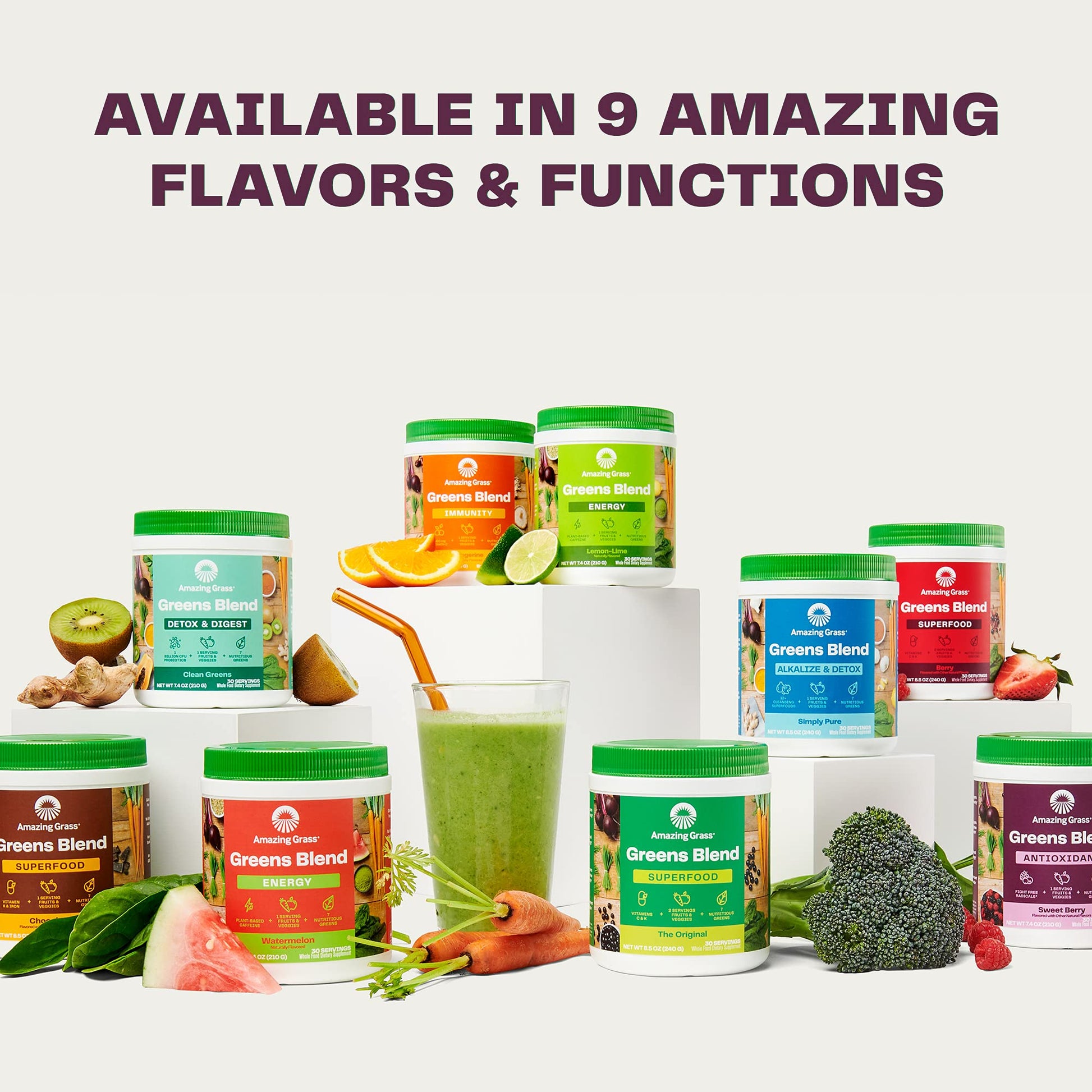 Superfood Greens Blend with Antioxidants, Digestive Enzymes, Fiber Prebiotics and Probiotics