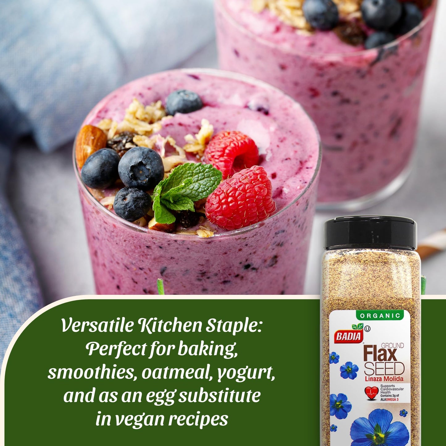 Organic Ground Flaxseed High in Fiber, Plant Omega-3, and Lignans for Heart Health - imprüv 