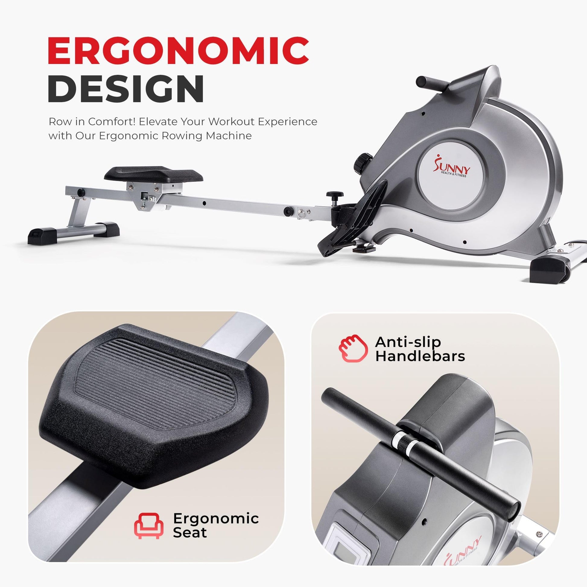 Ergonomic Low-Impact Magnetic Resistance Rowing Machine