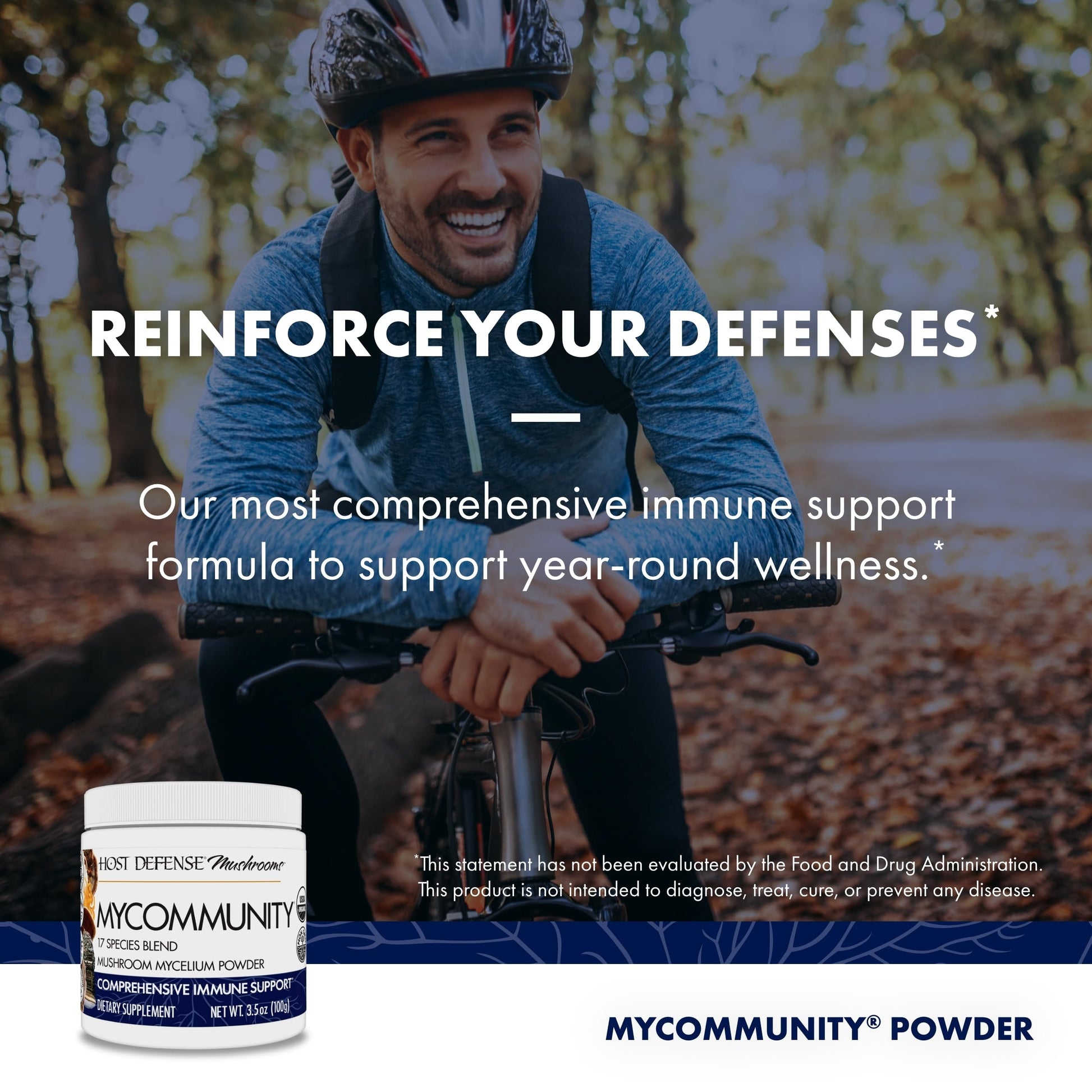 Host Defense MyCommunity 17 Species Mushroom Powder Blend, 3.5 oz (66 Servings) - imprüv 