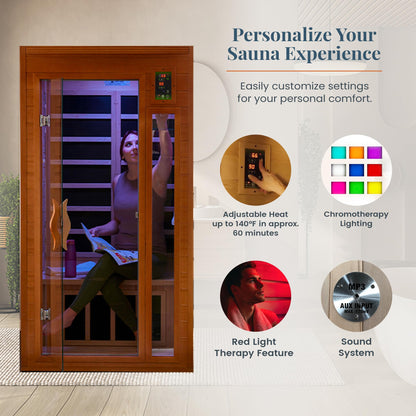 Low EMF Far Infrared Sauna with Red Light Therapy and Audio System