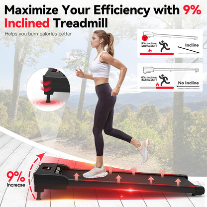 Portable Under Desk Treadmill Walking Pad for Home & Office, 340lbs Capacity, 3 in 1 Portable Walking Pad