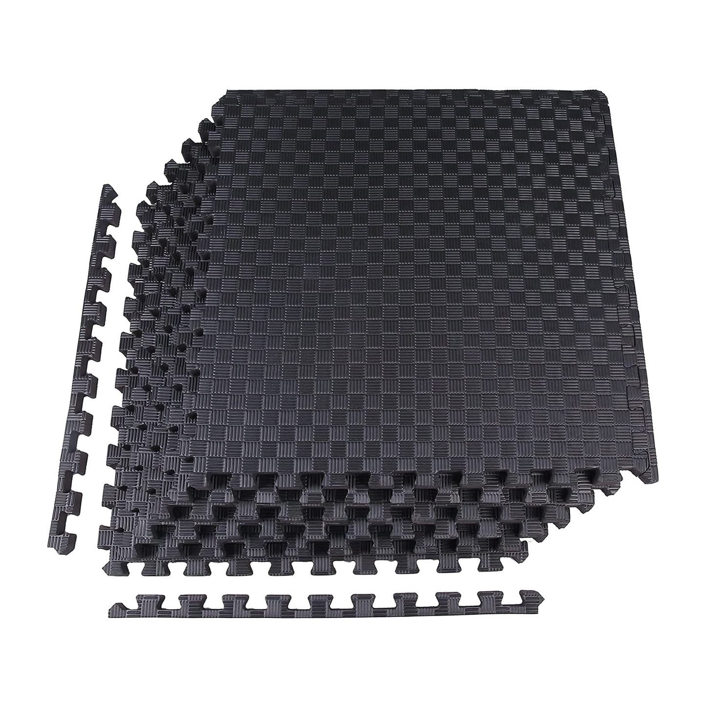 Extra thick interlocking EVA foam puzzle tiles laid out for home gym flooring