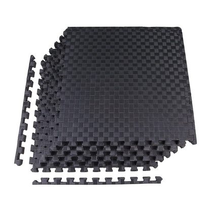 Extra thick interlocking EVA foam puzzle tiles laid out for home gym flooring