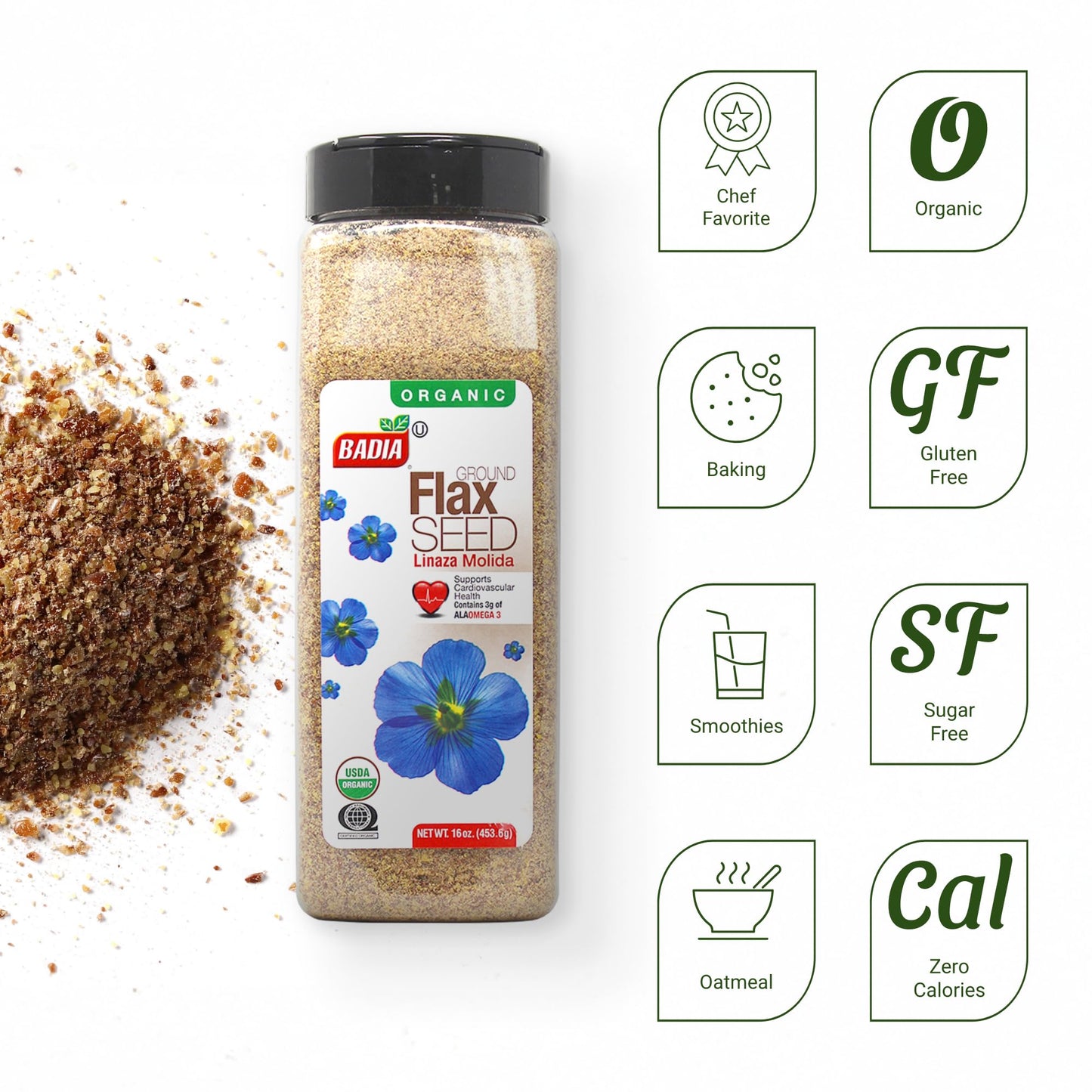 Organic Ground Flaxseed High in Fiber, Plant Omega-3, and Lignans for Heart Health - imprüv 
