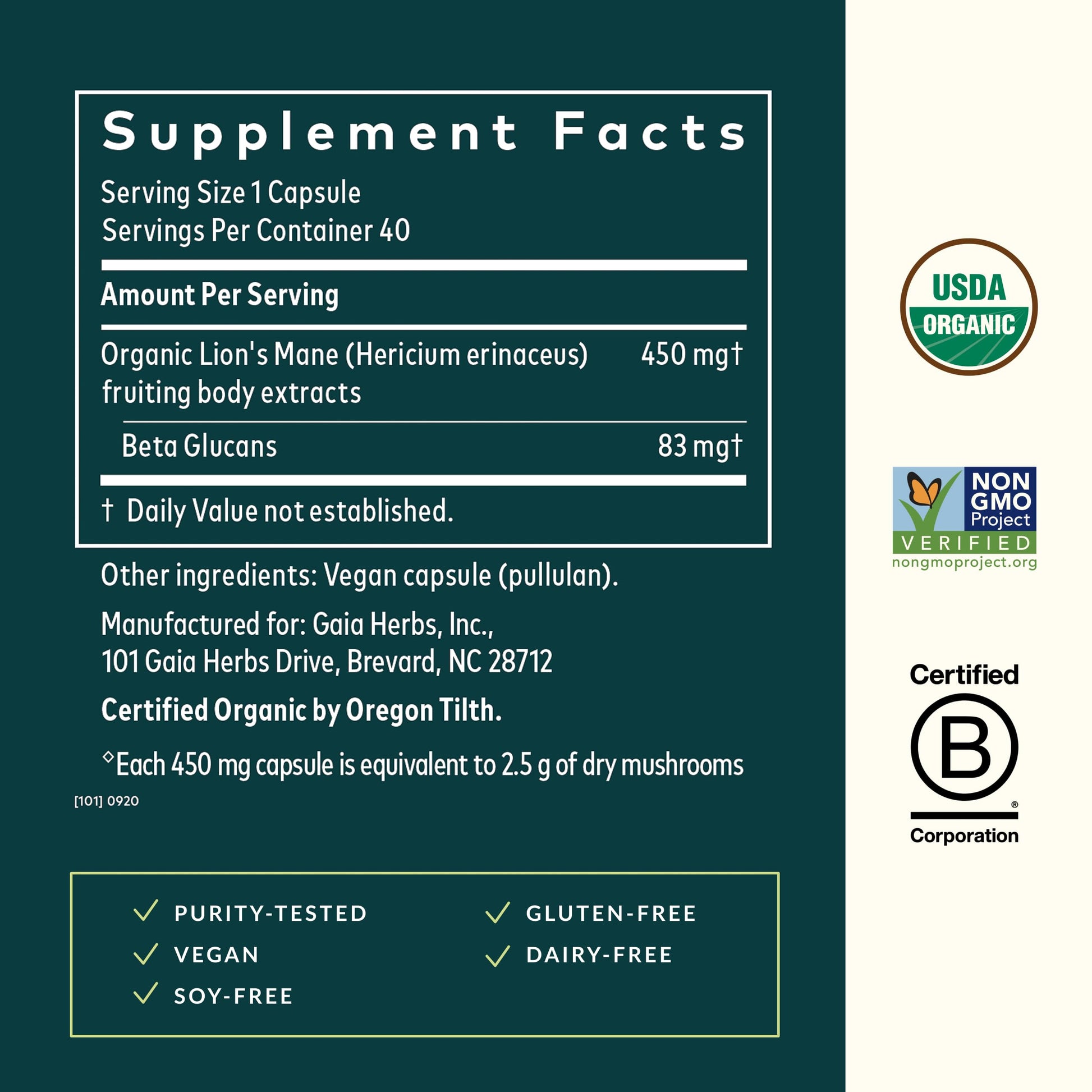 Gaia Herbs Lion's Mane Mushroom for Brain and Nerve Health Support - imprüv 