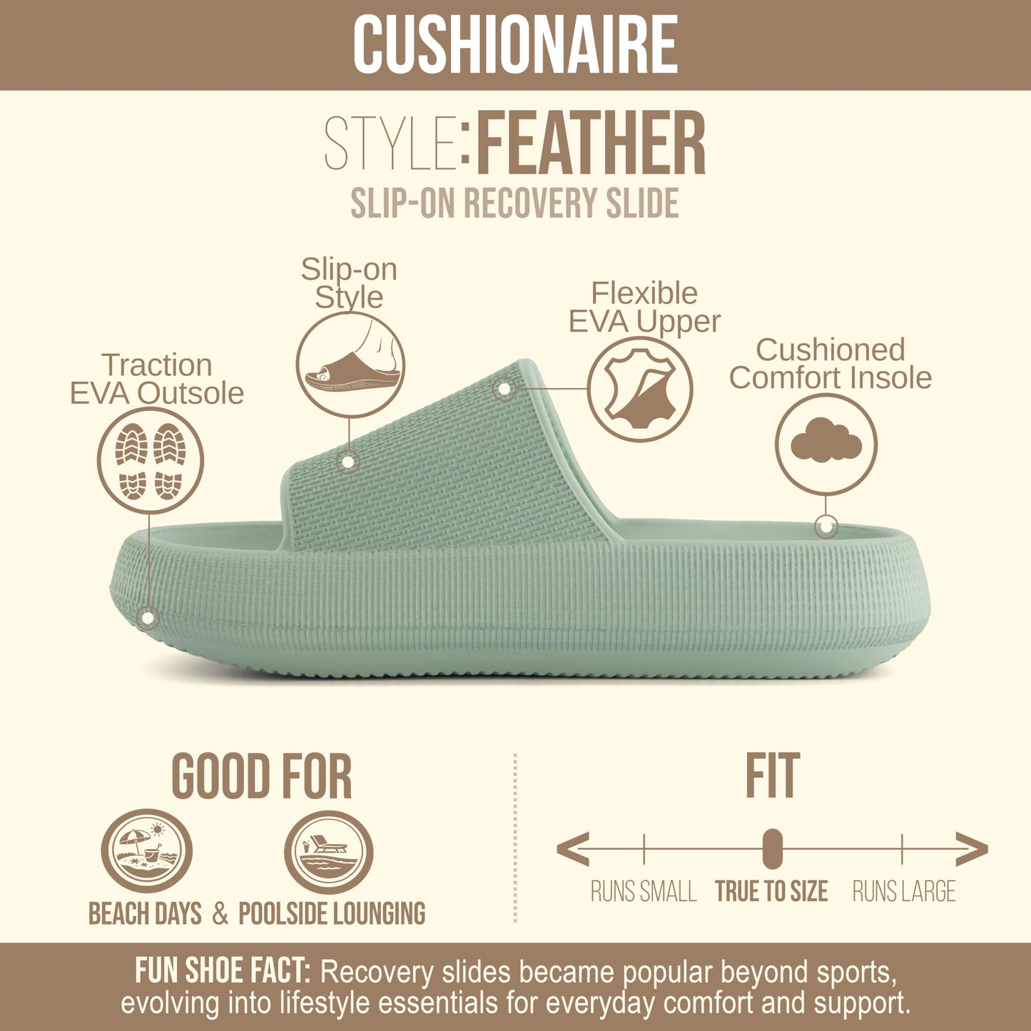 Cushionaire Feather Platform Slides with Cushioned Foam Sole for Home and Gym