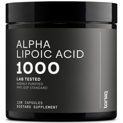 Toniiq Alpha Lipoic Acid 1000mg Capsules, 99% Pure ALA, 120 Capsules