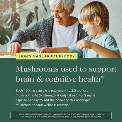 Gaia Herbs Lion's Mane Mushroom for Brain and Nerve Health Support - imprüv 