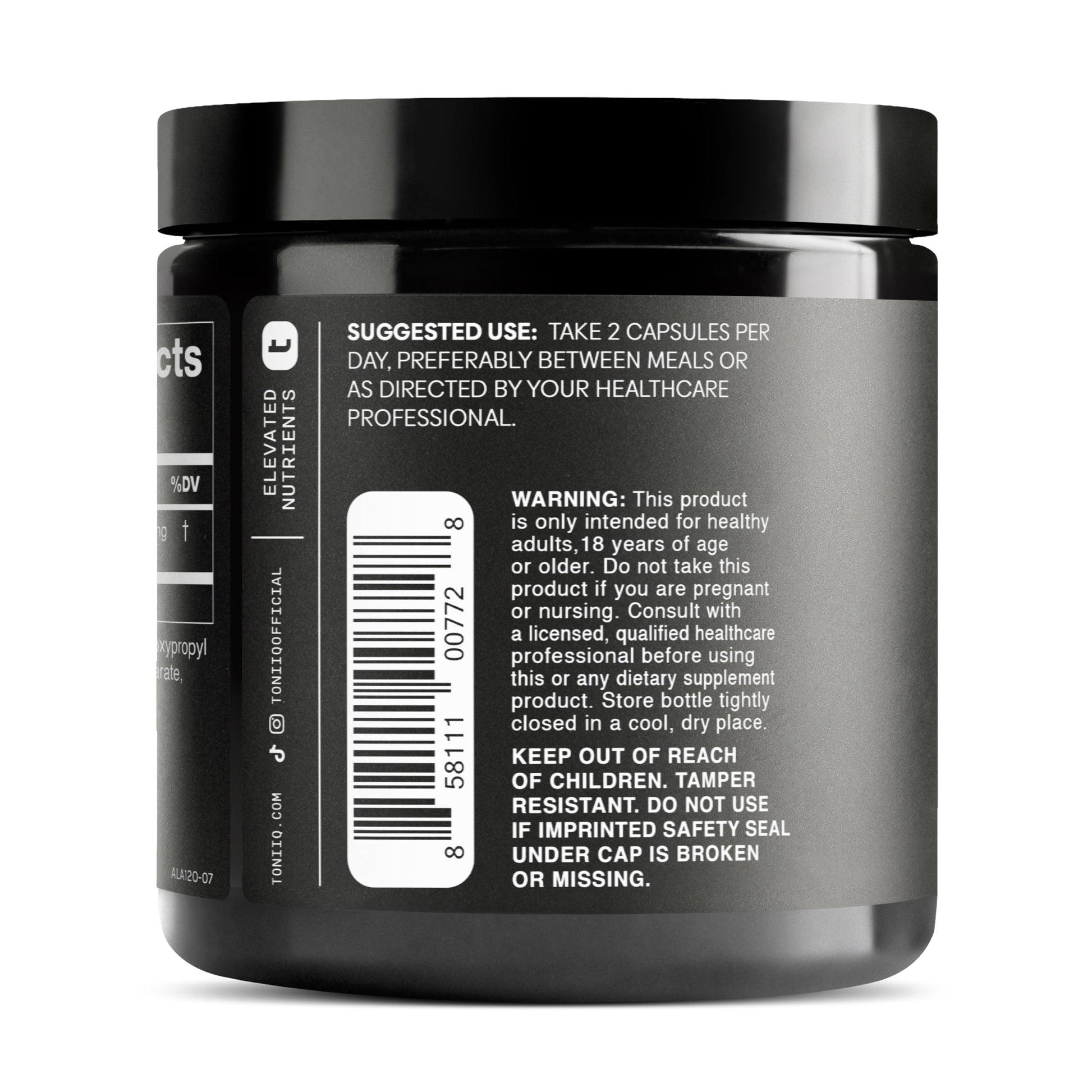 Toniiq Alpha Lipoic Acid 1000mg Capsules, 99% Pure ALA, 120 Capsules - imprüv 