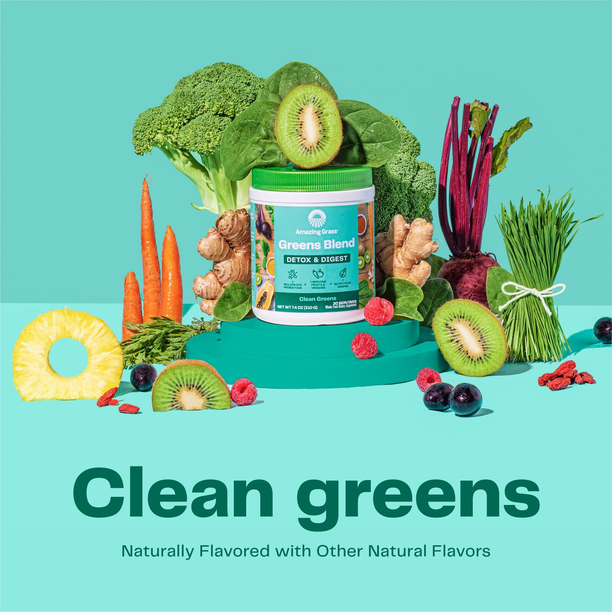 Superfood Greens Blend with Antioxidants, Digestive Enzymes, Fiber Prebiotics and Probiotics