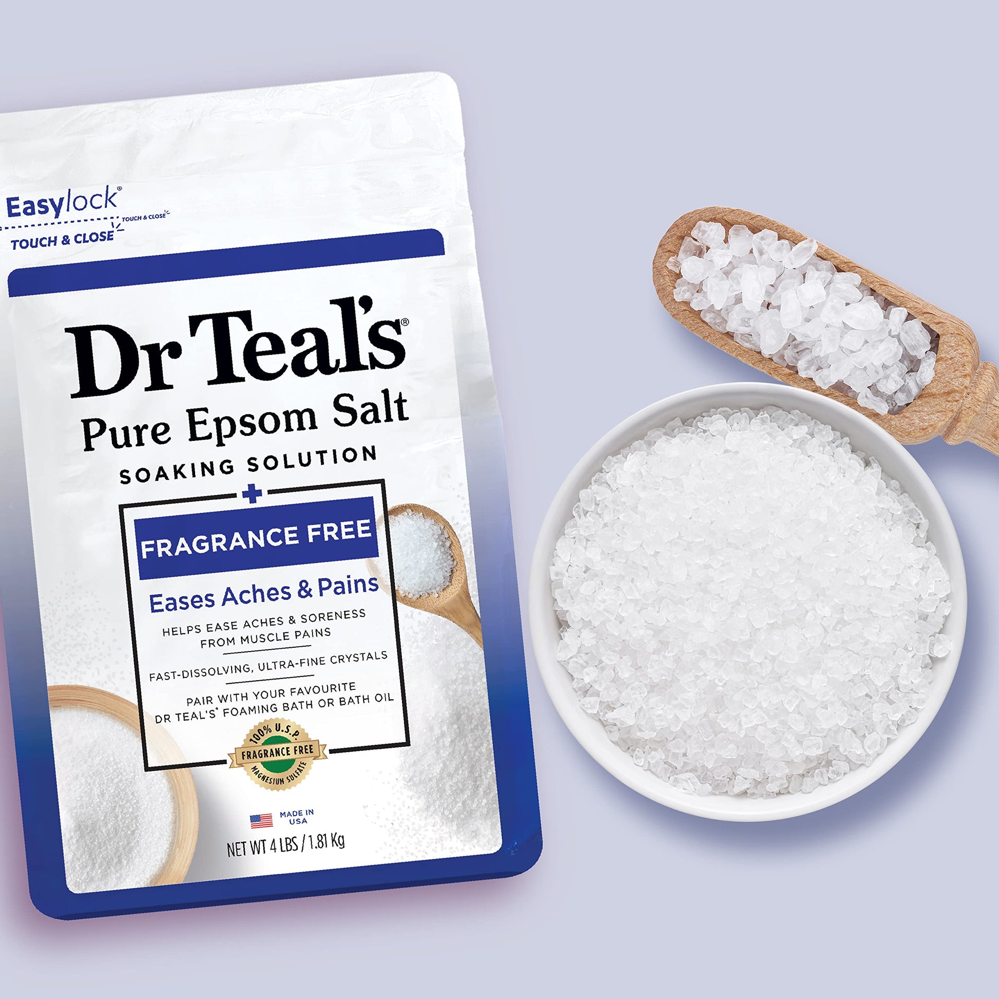 Dr Teal's Fragrance-Free Magnesium Epsom Salt, 4 lbs - imprüv 