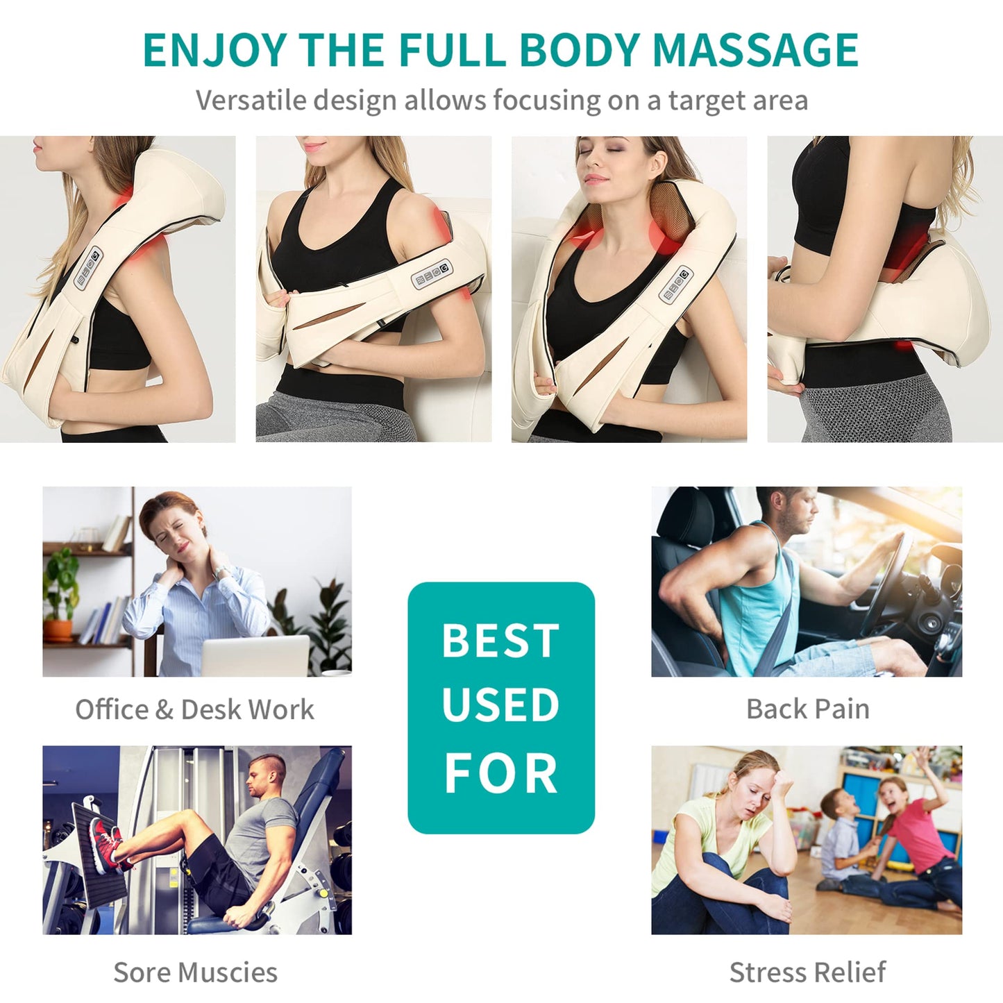 Electric Shiatsu Deep Tissue Neck Massager with Heat - imprüv 