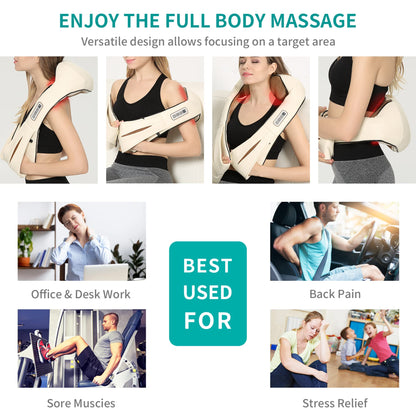Electric Shiatsu Deep Tissue Neck Massager with Heat - imprüv 