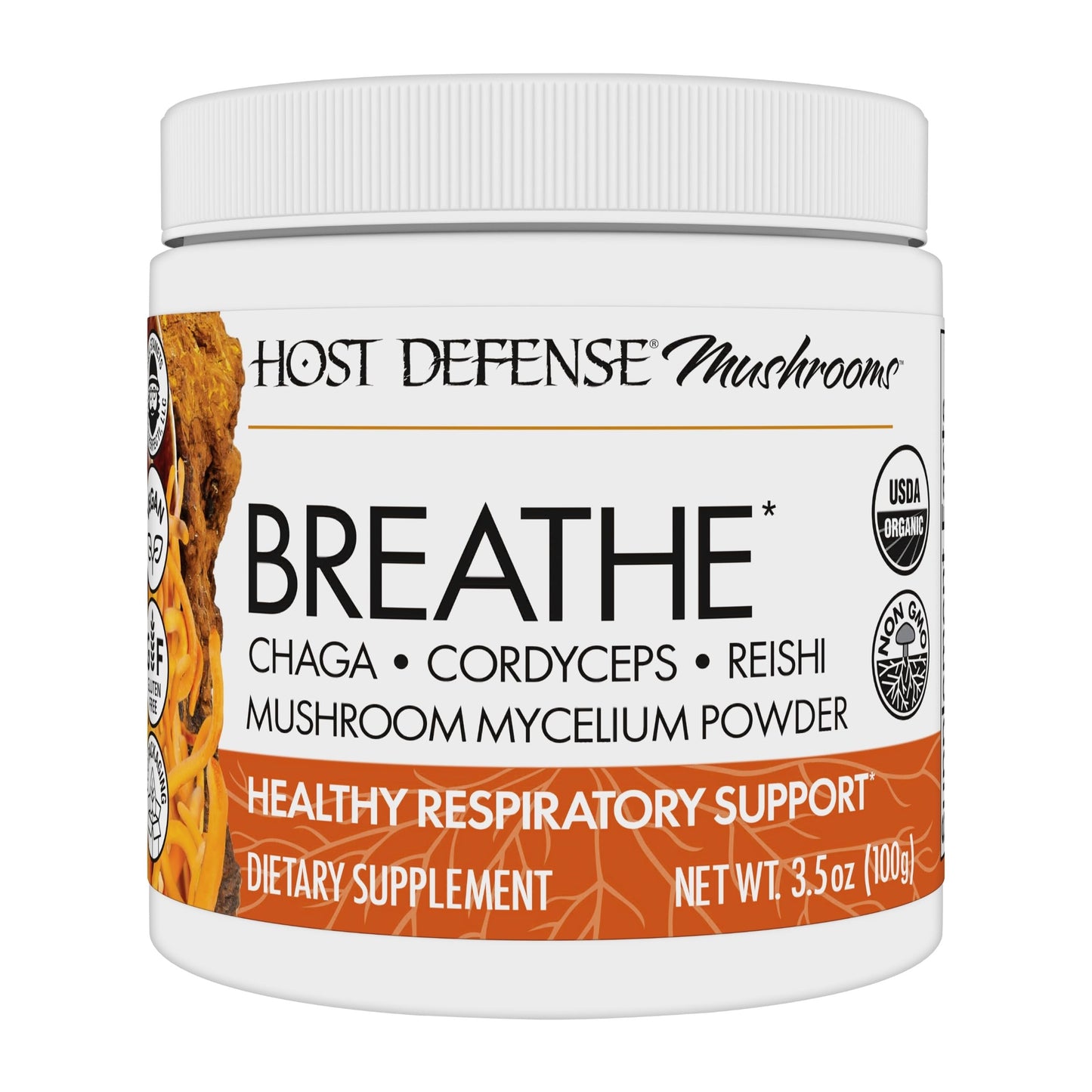 Host Defense Breathe Mushroom Powder Blend for Respiratory Support, 3.5 oz (66 Servings) - imprüv 