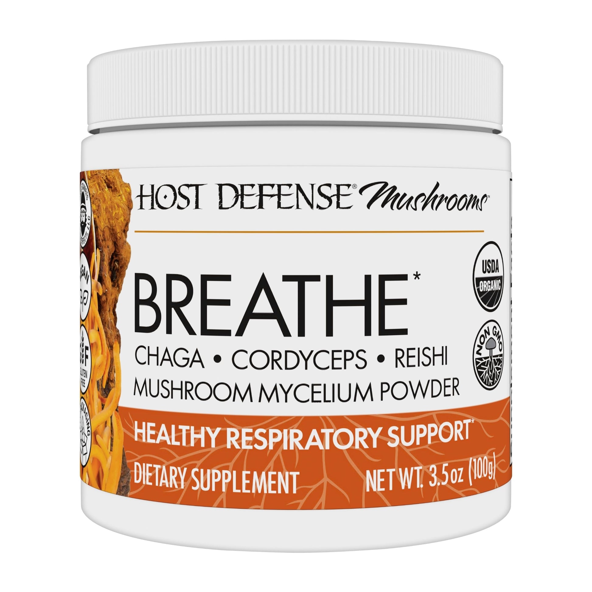 Host Defense Breathe Mushroom Powder Blend for Respiratory Support, 3.5 oz (66 Servings) - imprüv 