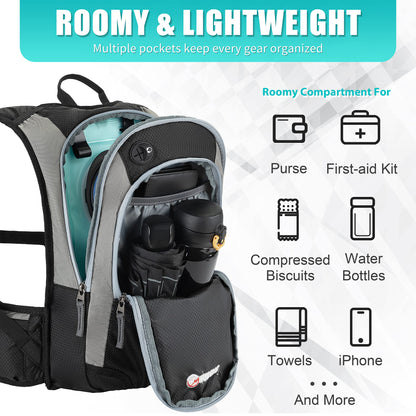 Hydration Hiking Backpack, Lightweight and Portable, 2L Bladder - imprüv 