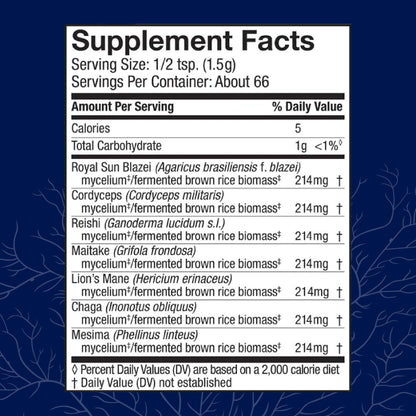 Host Defense Stamets 7 Mushroom Powder for Immune Health, 3.5 oz (66 Servings)