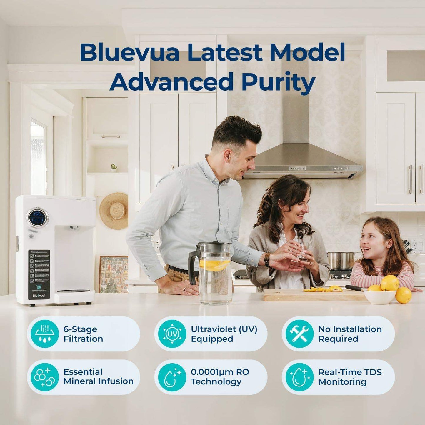 Bluevua Reverse Osmosis Countertop Water Filter System with 6-Stage Purification and Remineralization (Optional UV Sterilization) - imprüv  