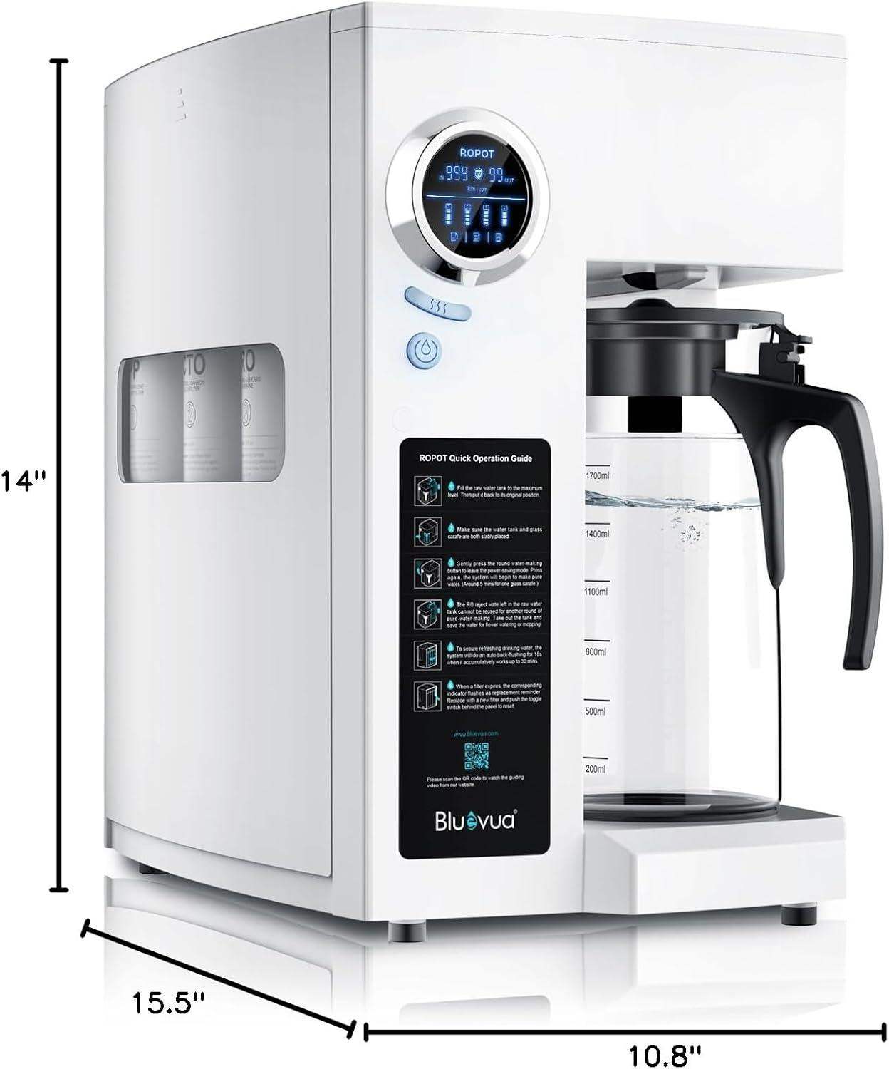 Bluevua Reverse Osmosis Countertop Water Filter System with 6-Stage Purification and Remineralization (Optional UV Sterilization) - imprüv  