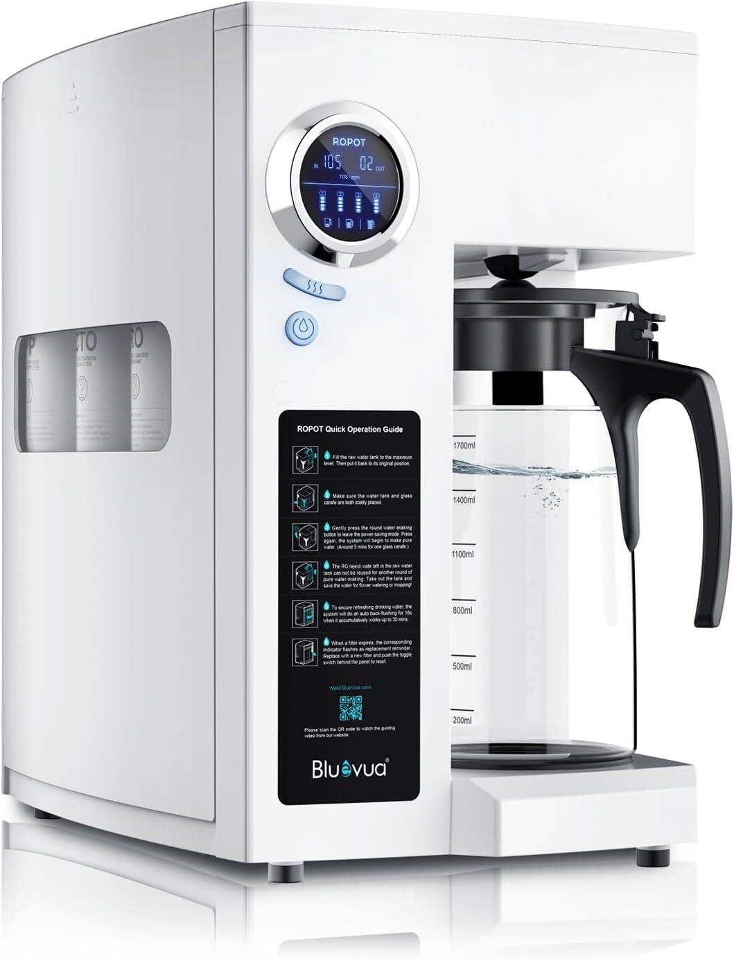Bluevua Reverse Osmosis Countertop Water Filter System with 6-Stage Purification and Remineralization (Optional UV Sterilization) - imprüv  