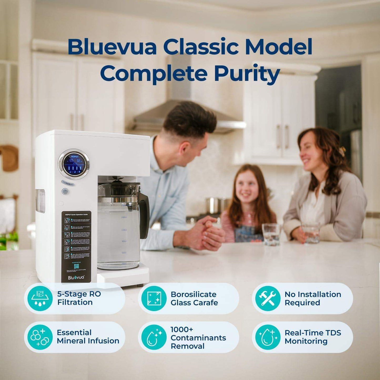 Bluevua Reverse Osmosis Countertop Water Filter System with 6-Stage Purification and Remineralization (Optional UV Sterilization) - imprüv  