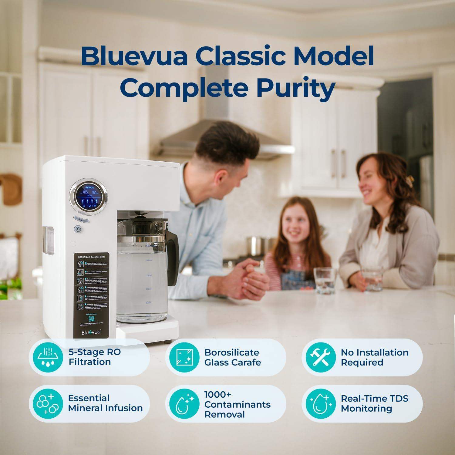 Bluevua Reverse Osmosis Countertop Water Filter System with 6-Stage Purification and Remineralization (Optional UV Sterilization) - imprüv  