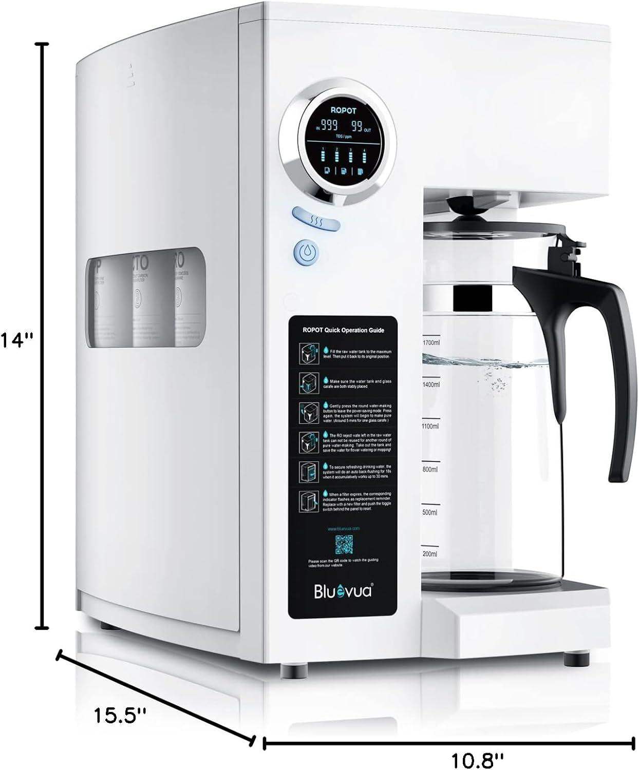 Bluevua Reverse Osmosis Countertop Water Filter System with 6-Stage Purification and Remineralization (Optional UV Sterilization) - imprüv  