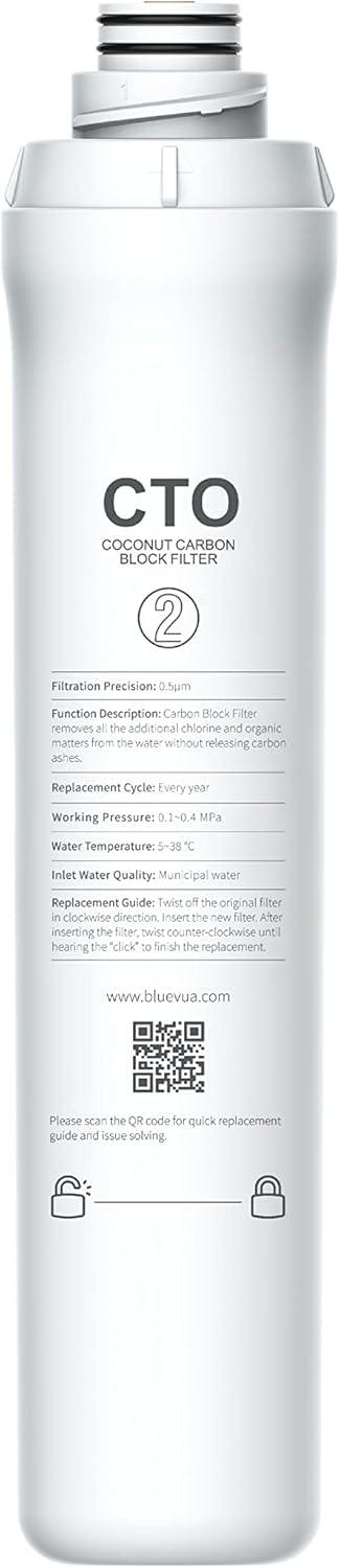 Bluevua Water Filter System Replacement Filter Set, Pack of 4 Filters: 1 PP, 1 CTO, 1 RO, 1 PCF - imprüv  