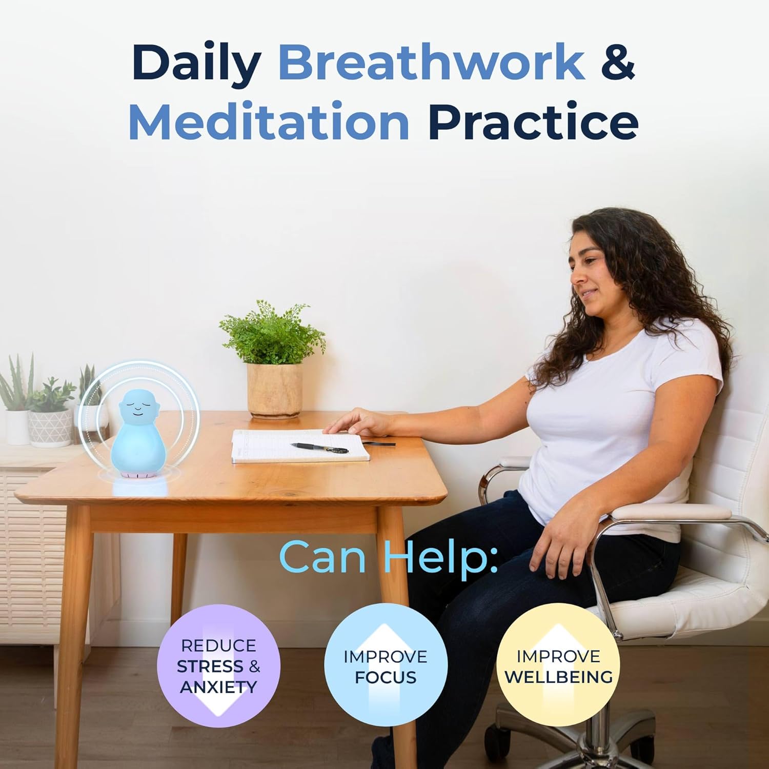 Breathing Buddha Guided Visual Meditation Lamp for Stress and Anxiety Relief - imprüv  