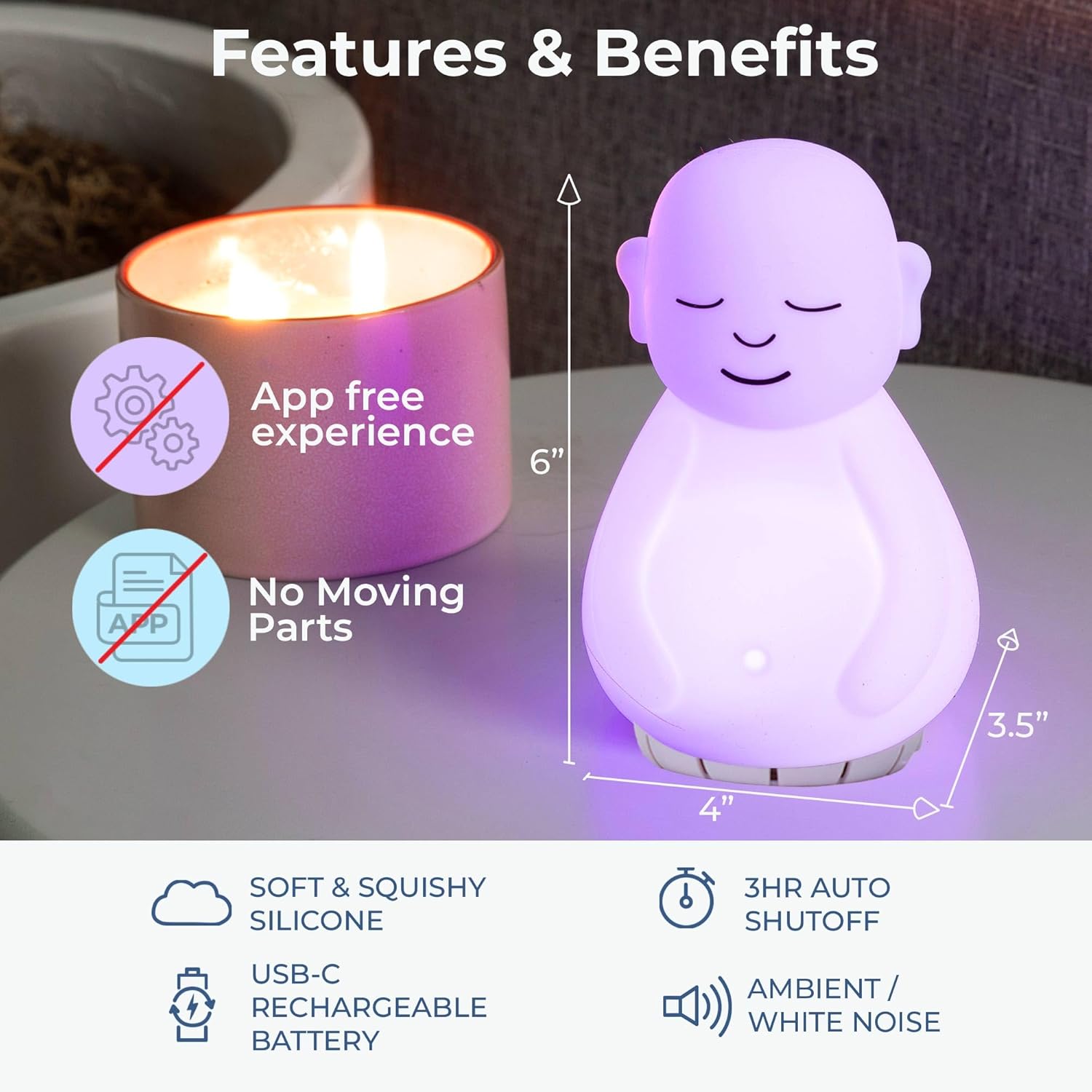 Breathing Buddha Guided Visual Meditation Lamp for Stress and Anxiety Relief - imprüv  
