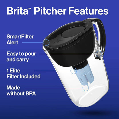 Brita Everyday Elite Water Filter Pitcher with 10 Cup Capacity, Removes 99 Percent of Lead - imprüv  