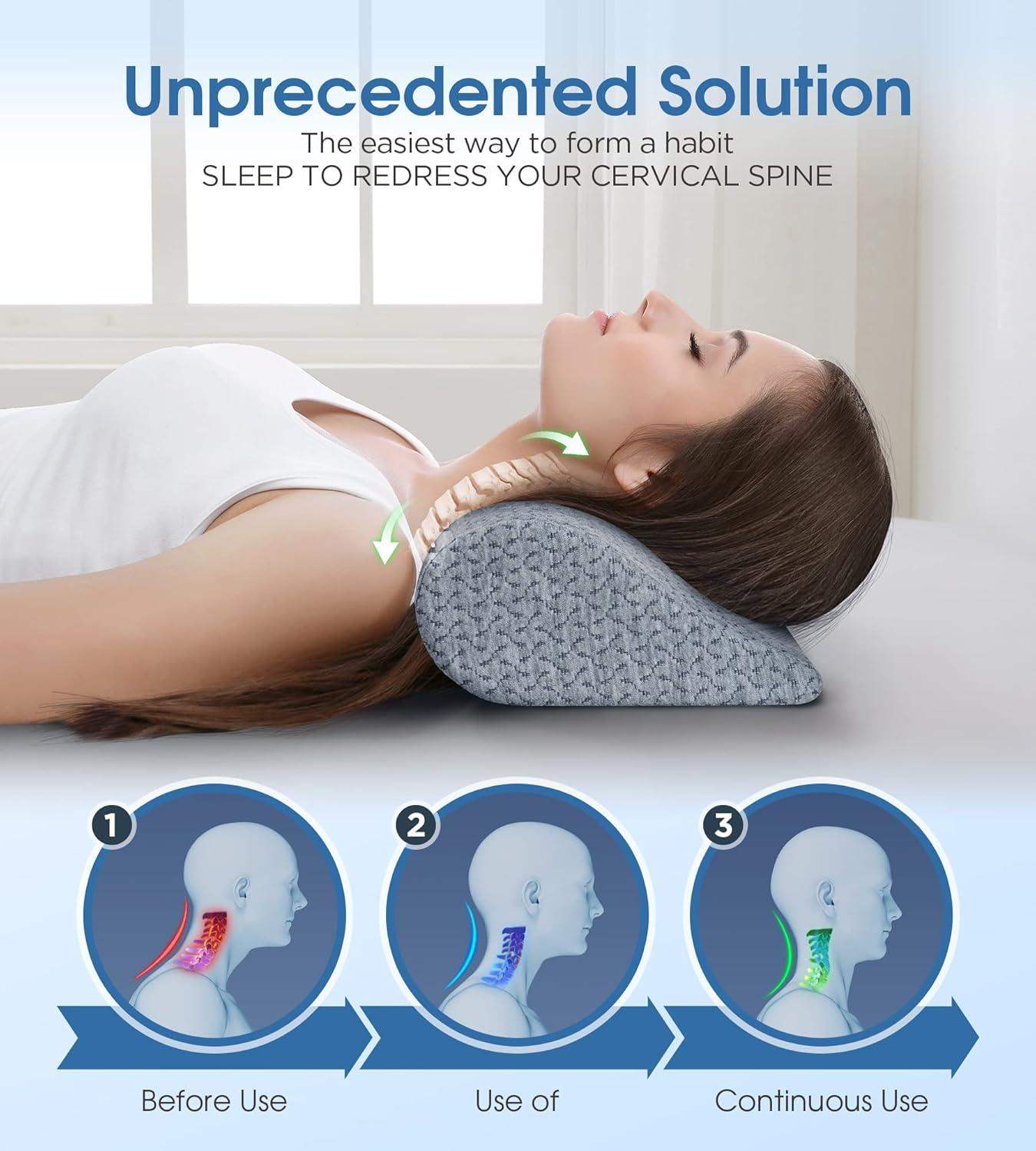 Cervical Neck Pillow with High-Density Memory Foam for Contoured Orthopedic Neck Support - imprüv  