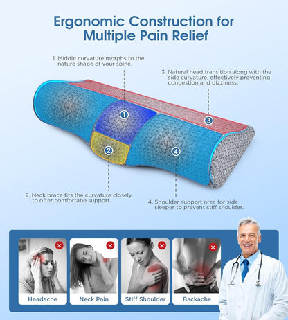 Cervical Neck Pillow with High-Density Memory Foam for Contoured Orthopedic Neck Support - imprüv  