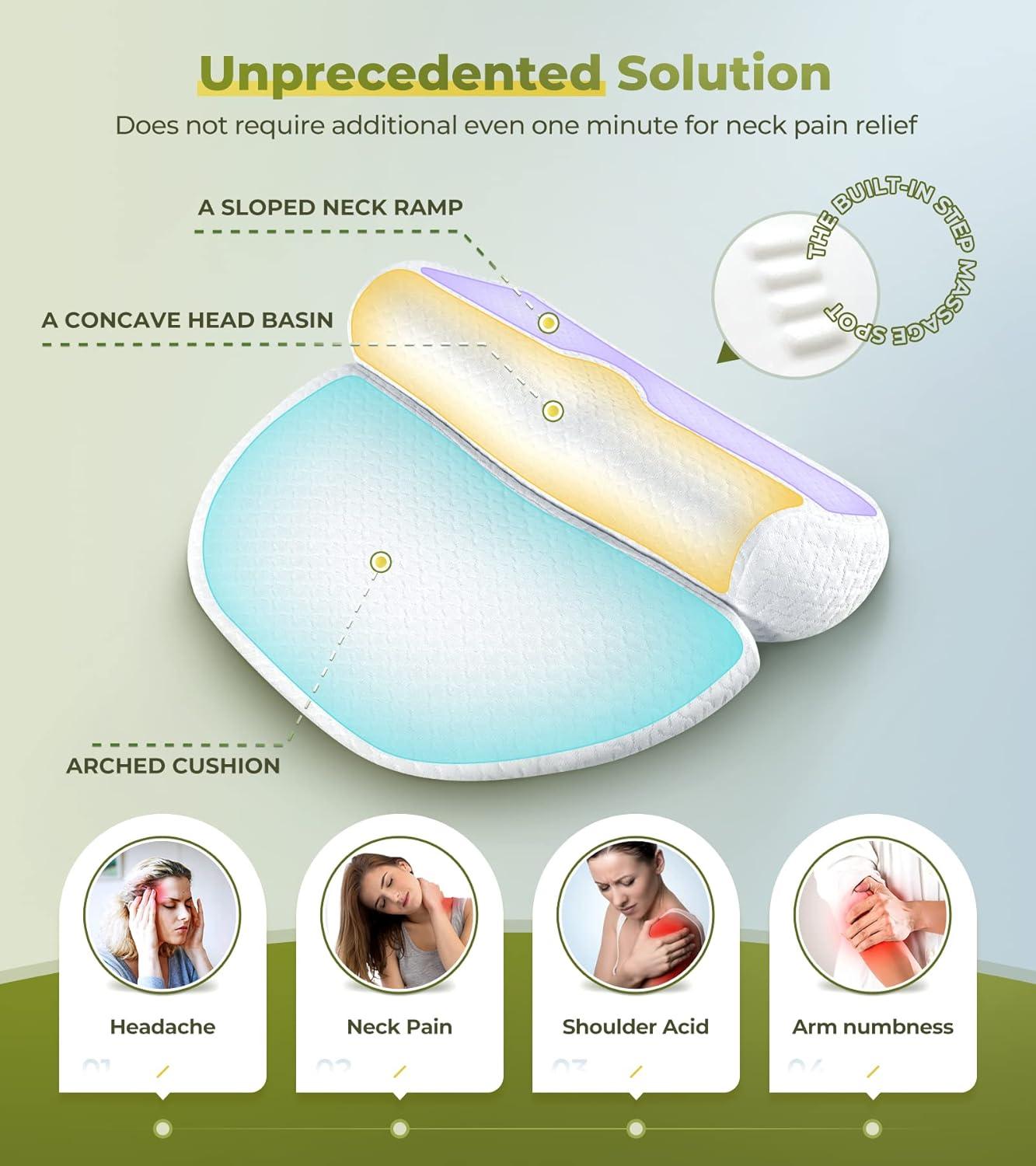 Cervical Neck Pillow with High-Density Memory Foam for Contoured Orthopedic Neck Support - imprüv  