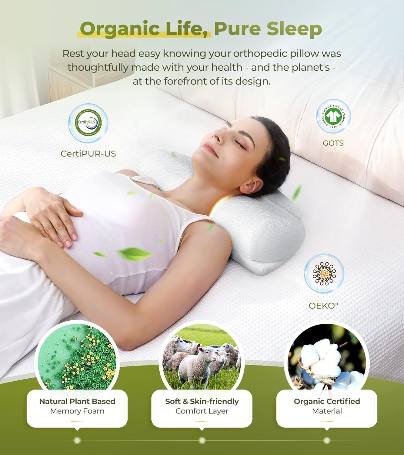 Cervical Neck Pillow with High-Density Memory Foam for Contoured Orthopedic Neck Support - imprüv  