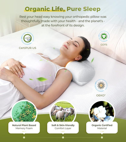 Cervical Neck Pillow with High-Density Memory Foam for Contoured Orthopedic Neck Support - imprüv  