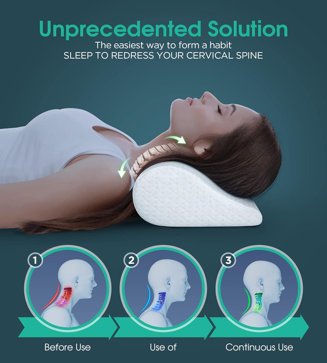 Cervical Neck Pillow with High-Density Memory Foam for Contoured Orthopedic Neck Support - imprüv  
