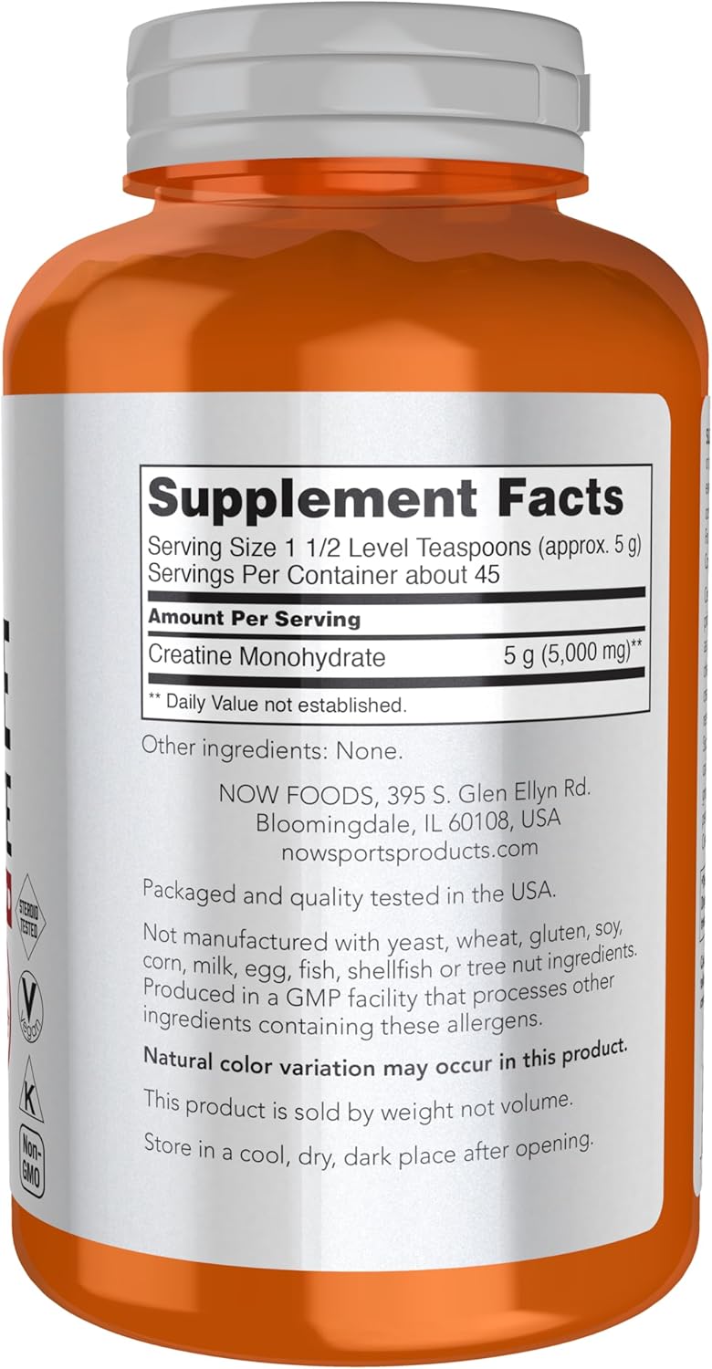 Creatine Monohydrate Powder by NOW Sports Micronized Formula for Muscle Fuel and Workout Performance - imprüv  