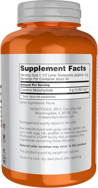 Creatine Monohydrate Powder by NOW Sports Micronized Formula for Muscle Fuel and Workout Performance - imprüv  