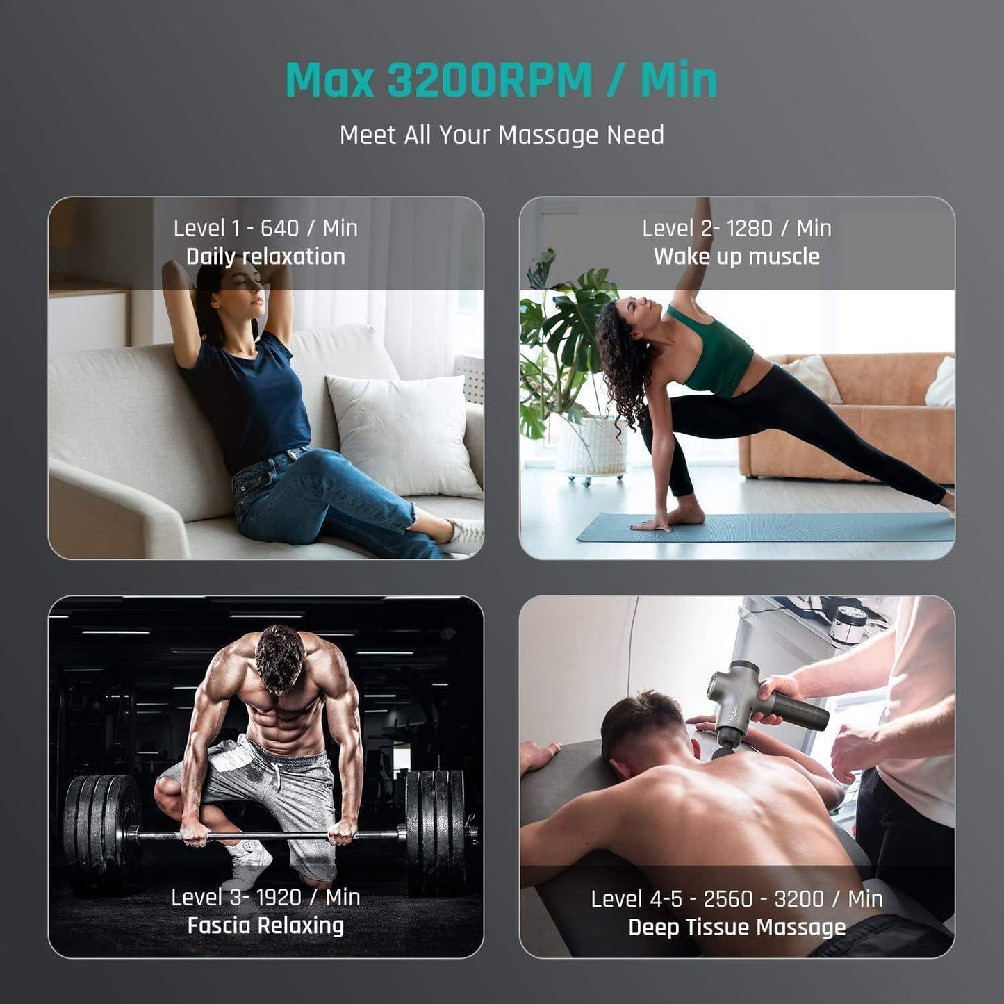 Deep Tissue Percussion Massage Gun for Athletes, Muscle Tension, and Myofascial Release - imprüv  