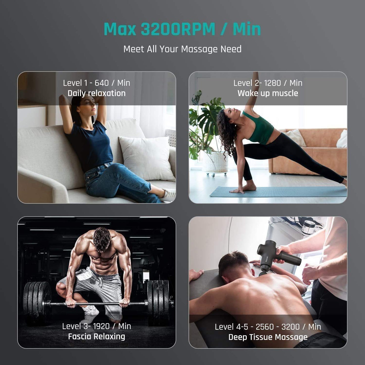 Deep Tissue Percussion Massage Gun for Athletes, Muscle Tension, and Myofascial Release - imprüv  